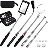 Magnetic Pick-up Tools,5PcsTelescoping Magnetic Pick-Up Tool Father's Day Gifts 15lb/1lb Pick Up Rod, Telescoping Flexible 3 Led Flashlight Round/Square 360 Swivel Adjustable Inspection Mirror