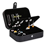 Luxurious Jewelry Boxes, Small Travel Jewelry Case for Girls Women PU Leather Double Layer Display Portable Organizer Storage Holder for Love Gifts Necklaces Earrings Rings Bracelets (Perfected Black)