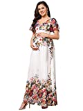 Ever-Pretty Womens Floor-Length Printed Floral Maternity Birdesmaid Dress White US12
