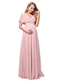 Ever-Pretty Women's A-line V-Neck Short Sleeve Chffion Party Dress Maternity Photography Pink US12
