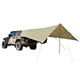 SJK Roadhouse Tarp, Hunting Camping & Overland Shelter Protects from Rain & Sun (Khaki)