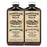 Leather Milk Leather Boot & Shoe Clean and Condition Kit (2 Bottle Set) - Straight Cleaner No. 2 | Boot & Shoe Cream No. 6 - All-Natural, Non-Toxic. Made in USA. Polish Pads Included.