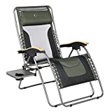 PORTAL Oversized Mesh Back Zero Gravity Reclining Patio Chairs, XL Padded Seat Folding Patio Lounge Chair with Adjustable Pillow and Cup Holder for Poolside Backyard Lawn, Support 350lbs (Dark Green)