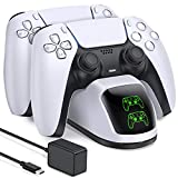 PS5 Controller Charging Station for Playstation 5 Dualsense Controller with Dual Stand Charger Dock, Upgrade PS5 Controller Charger Accessories Incl. Fast Charging Cable, PS5 Charging Station White