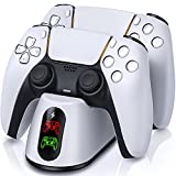 PS5 Controller Charging Station, PS5 Charging Station with Fast Charging AC Adapter 5V/3A for Playstation 5 Controller, Playstation 5 Charging Stand for Dualsense with LED Indicator, White