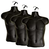 3-Pack Male Mannequin Torso, Dress Form Hollow Back Body or T Shirt Display, for Hanging by EZ-Mannequins for Craft Shows, Photos or Design, Easy to Use and Store, for Small - Medium Sizes