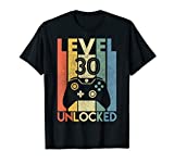 Level 30 Unlocked Shirt Funny Video Gamer 30th Birthday Gift T-Shirt