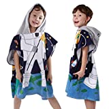LOBETOAED Kids Hooded Beach Bath Towel, Baby Surf Poncho Changing Robe Toddlers Real Cotton Soft Terry Poncho Wrap for Boy Girl Shower/Beach/Pool 48"x24" Large Wrap Bathrobe,Astronaut Pattern