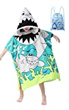 Super Soft and Absorbent Shark Theme Hooded Beach Towel Poncho for Kids, Toddlers Boys Girl Bath / Pool / Swim Cover-ups Swimwear with Drawstring Bag