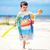 Tirrinia Kids Hooded Poncho Towel, Surf Beach Bath Swim Towels for 2-7 Years Boys Toddler Gift, 24 by 52-inch, 100% Cotton