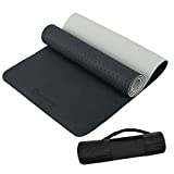 Primasole PSS12NH155 Yoga Mat, 0.2 inches (6 mm), Lightweight, TPE Material, Anti-Slip on Both Sides, Fitness Mat, High Density, Storage Bag, Pilates, Exercise Mat, Training Mat, Portable, Black