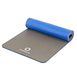 PRIMASOLE Amazon.com Limited Brand Yoga Training Mat [Eco-Friendly PER Material] Thick Non-Slip Horizontal Embossed Twin Color Earth Brown/Blue (68" L x 24" W x 1/2 Inch Thick) PSS91NH074
