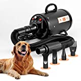 Pet Control HQ Dog Hair Dryer Blower for Grooming - Professional High Velocity 4.5HP Blow Dryer for Dogs - Adjustable Heat Low Noise Quiet Air Flow