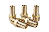 LTWFITTING Brass Barb Fitting Coupler/Connector 5/8-Inch Hose ID x 1/2-Inch Male NPT(Pack of 5)