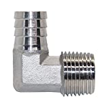 Joywayus Stainless Steel Hose Fitting 90 Degree Elbow 5/8" Barb x 1/2"NPT Male Pipe Water/Fuel/Air