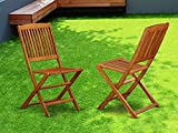 Solid Acacia Wooden Patio folding side Chair -Set of two