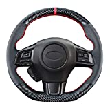 Carkooler DIY Stitching Carbon Fiber Steering Wheel Cover for Subaru WRX STI and Levorg 2015 2016 2017 2018 2019 / STI S209 2019 15 inches Leather Interior Accessories