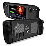 Protective Case for Steam Deck, SENQAO TPU Protective Cover Case Compatible with Steam Deck, Shock-Absorption, Non-Slip and Anti-Scratch Design Cover Protector, Individuality Texture Accessories (Black)