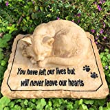 Cat Memorial Stones Grave Markers with A Sleeping Cat on The Top - Cat Garden Stones Burial Markers Sympathy Cat Memorial Loss Gifts for Garden, Backyard Patio or Lawn,8.5"x7"x3.5"