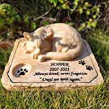 somiss Cat Memorial Stones,Personalized Pet Memorial Stones Grave Markers with A Sleeping Kitten On The Top, 8"6.5"3"