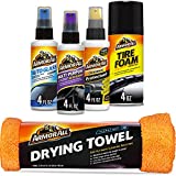 Armor All Car Cleaning Kit for Car Interior and Exterior, Includes Tire Foam, Glass Spray, Protectant Spray, Cleaning Spray, and Drying Towel (5 Piece Kit)