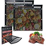 KICKOIL Large BBQ Mesh Grill Bags Set 2 Reusable Non-Stick Grill Bag for Charcoal Gas Electric Grills &Smokers 15.7 x11.8 Inch Heat Resistant Barbecue Bag Eco Friendly PTFE Fiberglass Grilling Pouches