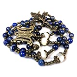 Miraculous Medal Blue Lapis and Mother of Pearl Stone Rosary - Catholic Rosary - Rosarios Catolicos - Catholic Gifts Women - Regalos Catolicos Para Mujer