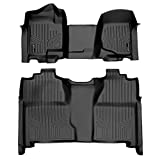 MAXLINER Custom Fit Floor Mats 2 Row Liner Set Black Compatible with 2007-2013 Silverado/Sierra 1500 - 2007-2014 2500/3500 HD Crew Cab