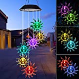 SIX FOXES ShangTianFeng Wind Chime,Solar Lights Chime Outdoor,Sun Flower Wind Chime led/Solar Hummingbird Wind Chime Outdoor Yard Decorations Solar Light Mobile,(Gifts for mom,Birthday Gifts for mom)