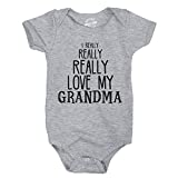 Baby Really Really Love My Grandma Cute Funny Infant Shirt Newborn Outfit Shower (Light Heather Grey) - 6 Months