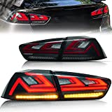 Tail lights for Mitsubishi Lancer EVO X ES 2008-2020 Rear Light Assembly,Start Up Animation Updated Tail Lamp with Sequential Turn Signal Reverse Brake Running Lamps(2 Years Warranty,Smoked)