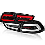 Spec-D Tuning Black Housing Clear Lens LED Bar Tail Lights Compatible with Mitsubishi Lancer/Evo 2008-2017 L+R Pair Taillight Assembly