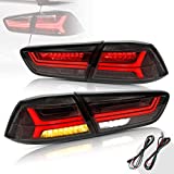 YUANZHENG Full LED Tail Lights Assembly for [Mitsubishi Lancer EVO X Sedan 2008-2018 (NOT for Sportbacks)] Rear Lamps with Sequential Turn Signal, YAB-YS-0155BH, Smoked Lens, Driver & Passenger Sides
