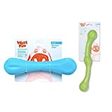 West Paw Zogoflex Echo Zwig Squeezy Dog Fetching Stick (13.75, Jungle Green) & Zogoflex Hurley Dog Bone Chew Toy (Large, Aqua)  Floatable Pet Toys for Aggressive Chewers, Catch, Fetch