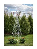 10 Ft Premium Aluminum Decorative Garden Windmill- Red Trim