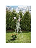 8 Ft Premium Aluminum Decorative Garden Windmill- Red Trim