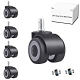 2 Inch Office Chair Wheels Set of 5(10MM Fit IKEA Chair Only) Heavy Duty Computer Desk Chair Wheels Replacement with 4 Ball Bearings,700Lbs Soft Rubber Casters for Wood Floors No More Chair Mat