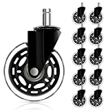 10-Pack Office Chair Wheels for IKEA, Heavy Duty Sturdy Rubber Caster Wheels for All Floors, Hardwood & Carpet, 10mm Stem