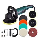 Buffer Polisher, Wayjoy 12.5A 1500W Rotary Car Polisher, 6-Speed Buffer Waxer with 6 and 7 Backing Plate, Buffer Polisher with D & Side Handle and LCD Display, 4 Foam Pads