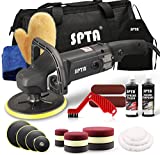 SPTA Buffer Polisher, 7 Inch 180mm Rotary Polisher Car Polisher Electric Polisher RO Polisher & Polishing Pads Set for Auto Buffing and Polishing