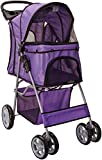 OxGord Paws & Pals Small City Walk N Stride 4 Wheeler Pet Stroller for Dogs and Cats, Lavender Purple