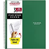 Five Star Spiral Notebook, 3 Subject, Wide Ruled Paper, 150 Sheets, 8" x 10-1/2", Forest Green (73176)