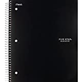 Five Star Spiral Notebook Plus Study App, 3 Subject, College Ruled Paper, 150 Sheets, 8-1/2" x 11", Black, 1 Count (72069)