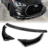 DriftX Performance, 3PCS Front Bumper Lip Kit fit for Compatible with 2013-2017 Hyundai Veloster Turbo, STP-Style Splitter Trim Protection Spoiler, Air-Dam-Chin-Diffuser (Painted Black)