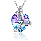 ELESHOWILoveYouHeartPendantNecklacesforWomenMarchBirthstoneNecklace,BirthdayJewelryGiftsforWomen Girls