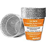 NUPICK 24 Pack Grease Bucket Liner Compatible for Pit Boss Grills 67292 Foil, Oklahoma Joe's 9518545P06, Z Grill Bucket, Recteq Large Bucket, etc. 6.3 x 6.0, Disposable Aluminum