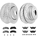 Front and Rear Anti Rust Coated Drilled Slotted Disc Brake Rotors and Ceramic Brake Pads Replacement for 2012 2013 2014 2015 2016 2017 2018 2019 2020 Ford F150 F-150