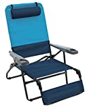 Rio Gear 4-Position Ottoman Lounge Extra Wide Camping Chair - Blue Sky/Navy, 40.5" x 30.25" x 34.75"