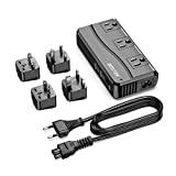 BESTEK Universal Travel Adapter 100-220V to 110V Voltage Converter 250W with 6A 4-Port USB Charging 3 AC Sockets and EU/UK/AU/US/India Worldwide Plug Adapter (Black)