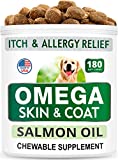 Bark&Spark Omega 3 for Dogs - 180 Fish Oil Treats for Dog Shedding, Skin Allergy, Itch Relief, Hot Spots Treatment - Joint Health - Skin and Coat Supplement - EPA & DHA Fatty Acids - Salmon Oil